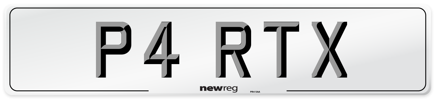 P4 RTX Number Plate from New Reg